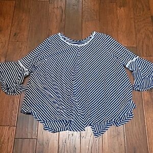 New Directions women's striped 3/4 length sleeve shirt size 3X